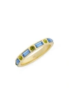 Covet Baguette Crystal Eternity Band Ring In Gold