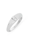 Covet Baguette Cz Signet Ring In Metallic