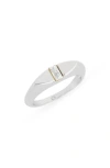 Covet Baguette Navette Signet Ring In Silver