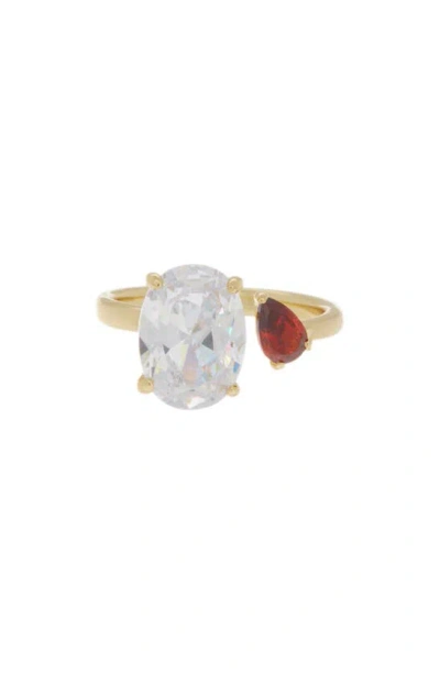 Covet Bold And Delicate Cz Open Band Ring In Red