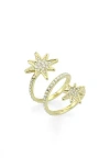 Covet Celestial Star Pavé Cz Wrap Ring In Gold