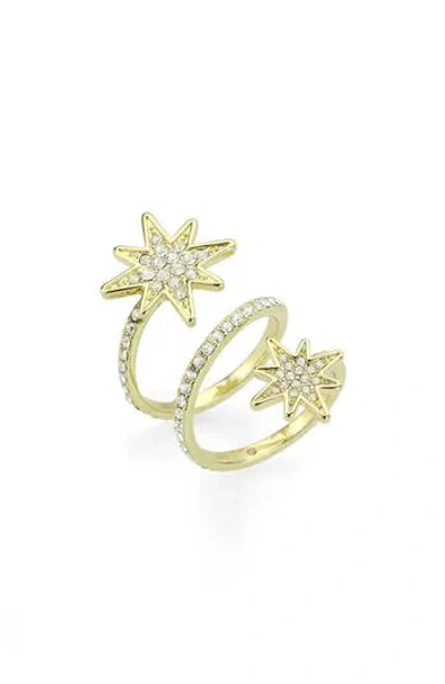 Covet Celestial Star Pavé Cz Wrap Ring In Gold