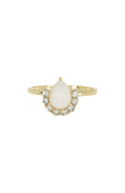Covet Created Opal Half Halo Stone Ring In Gold