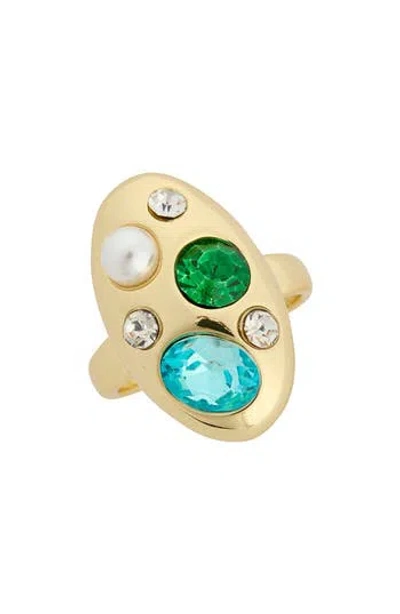 Covet Crystal & Faux Pearl Oval Bubble Ring