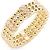 Covet Crystal Bead Textured Band Ring In Gold