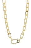 COVET CRYSTAL PAVÉ CARABINER CHAIN NECKLACE
