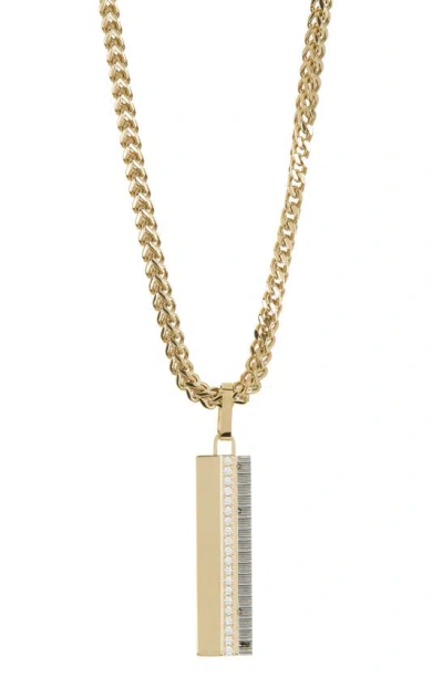 Covet Crystal Pavé Two-tone Bar Pendant Necklace In Gold