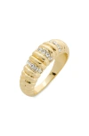 Covet Crystal Textured Band In Gold