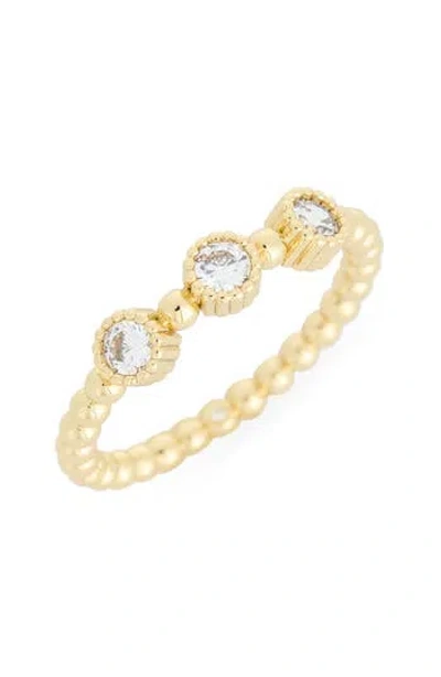 Covet Cubic Zirconia Ball Textured Band Ring In Gold