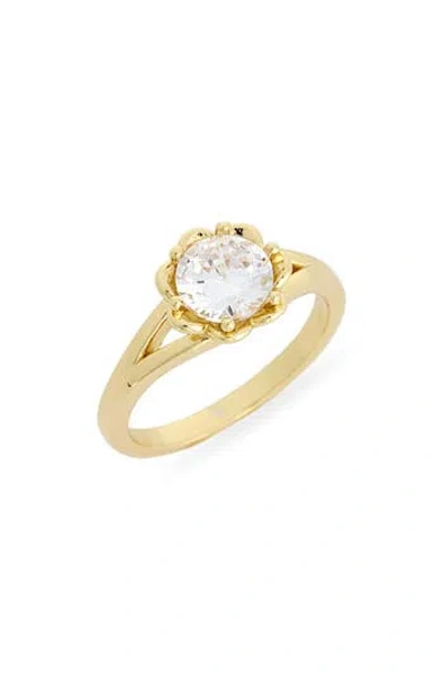 Covet Cubic Zirconia Flower Ring In Gold