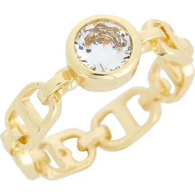 Covet Cubic Zirconia Mariner Link Band Ring In Gold