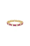 Covet Cz Baguette Infinity Band Ring In Magenta/fuchsia
