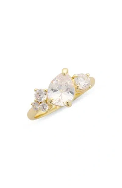 Covet Cz Cluster Engagement Ring In Gold