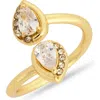Covet Cz Drop Wrap Ring In Gold