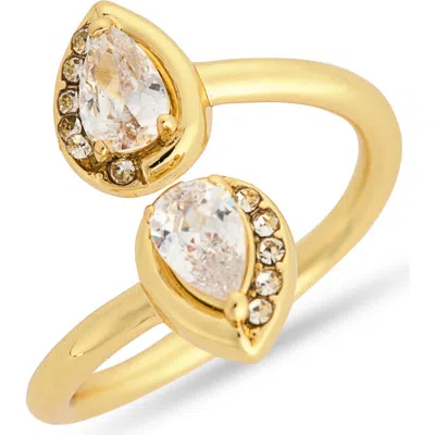 Covet Cz Drop Wrap Ring In Gold