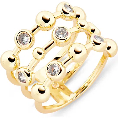 Covet Cz Faux Stack Ring In Gold