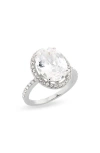 COVET CZ OVAL HALO ENGAGEMENT RING