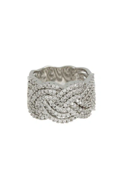 Covet Cz Pavé Rope Band Ring In Rhodium