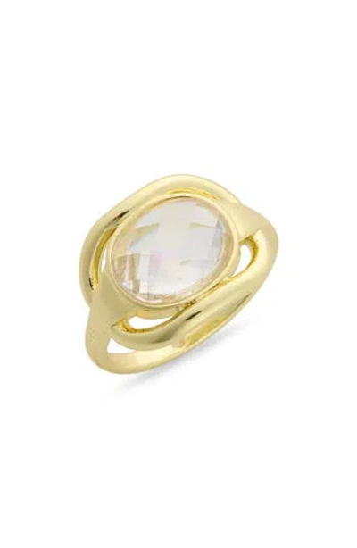 Covet Cz Statement Oval Ring In Gold