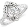 Covet Cz Teardrop Halo Ring In Rhodium