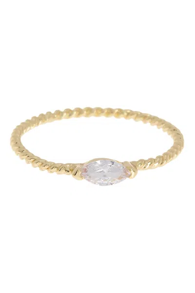 Covet Delicate Marquise Twisted Band Stackable Ring In Gold
