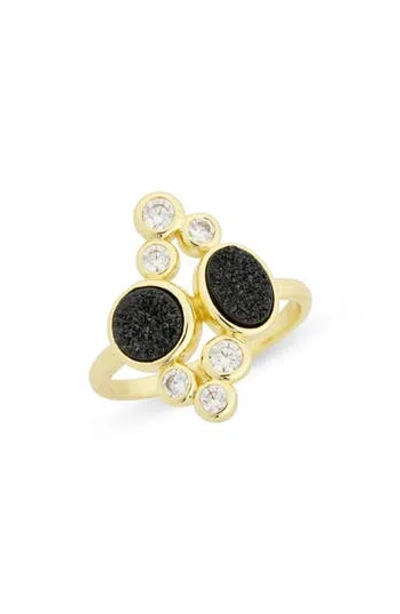 Covet Druzy Stone Crystal Cluster Ring In Gold