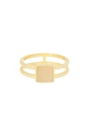 Covet Druzy Stone Double Band Ring In White/gold