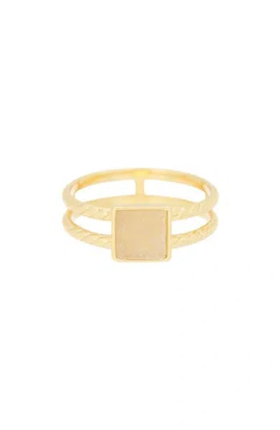 Covet Druzy Stone Double Band Ring In White/gold