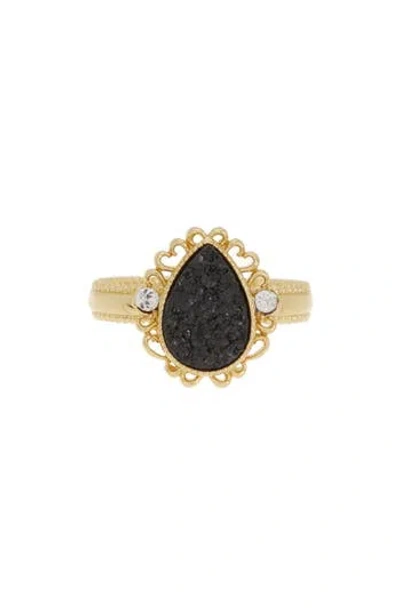Covet Druzy With Halo Ring In Gold