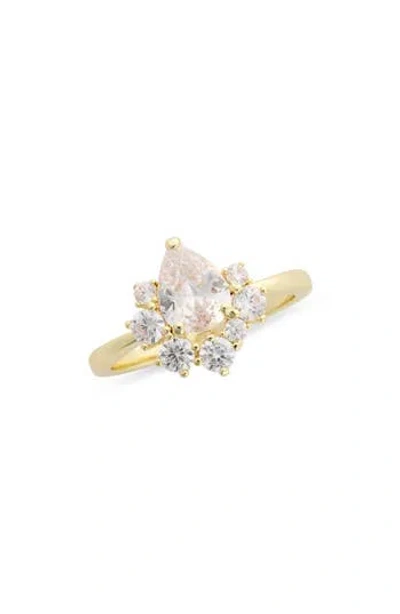 Covet Emerald Cut Cz Cluster Engagement Ring In Gold