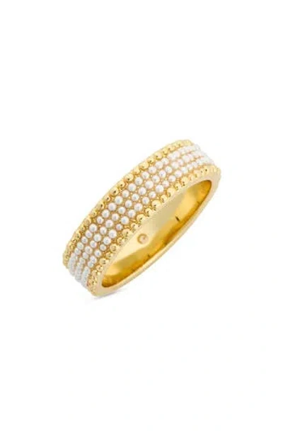 Covet Faux Pearl Band Ring In Gold