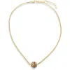Covet Fiesta Ball Pavé Cz Pendant Necklace In Multi