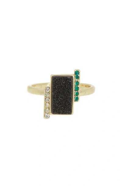 Covet Geometric Drusy & Cz Ring In Gold
