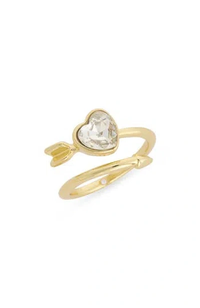 Covet Heart & Arrow Cubic Zirconia Crossover Ring In Gold