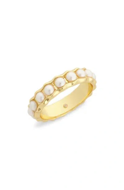 Covet Imitation Pearl Eternity Band Ring In White