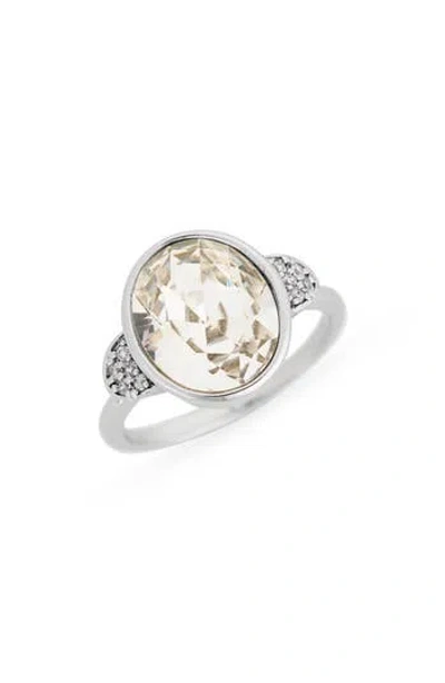 Covet Long Oval Ring In Metallic
