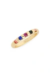 Covet Multicolor Crystal Band Ring In Gold