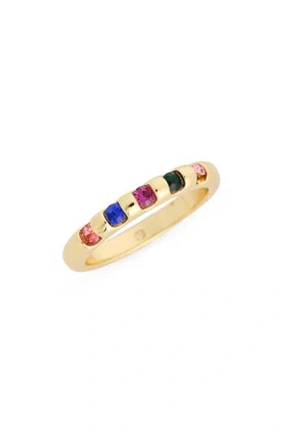 Covet Multicolor Crystal Band Ring In Gold