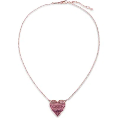 Covet Ombré Pavé Cz Heart Pendant Necklace In Pink
