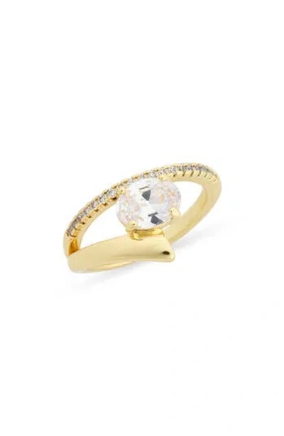 Covet Open Faux Stack Ring In Clear/gold