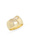 Covet Pavé Bow Cutout Ring In Gold