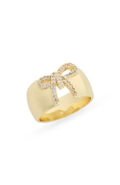 Covet Pavé Bow Cutout Ring In Gold