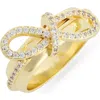 Covet Pavé Bow Ring In Gold
