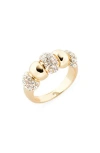 Covet Pavé Crystal Bubble Ring In Gold