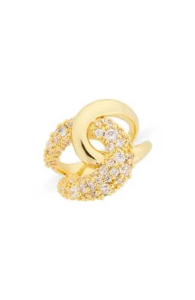Covet Pavé Crystal Interlocking Ring In Gold