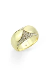 Covet Pavé Cz Beveled Band Ring In Gold