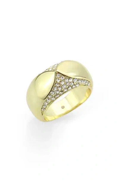 Covet Pavé Cz Beveled Band Ring In Gold