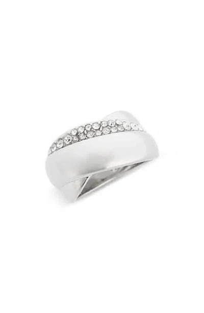 Covet Pavé Cz Crossover Band Ring In Clear/silver