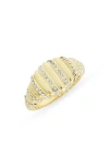 Covet Pavé Cz Oval Signet Ring In Gold