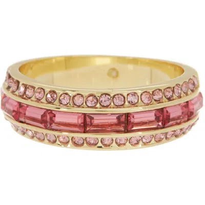 Covet Pink Baguette Cz Eternity Band Ring In Pink/gold